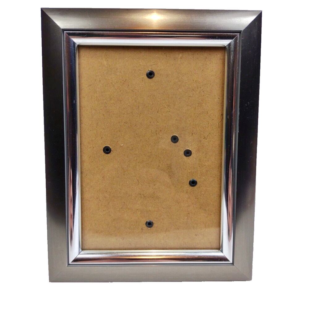 Silver Toned Beveled Chrome Picture Frame 5x7 Photo Frame w Stand or Hang